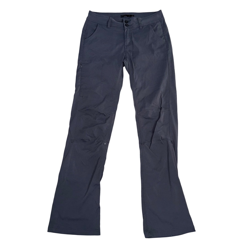 Prana Halle Straight Leg Pants Women 4 Grey Excellent Roll Up Hiking Outdoor